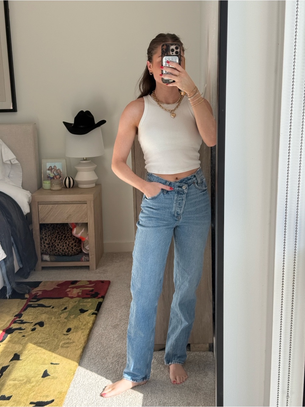 Abercrombie Dad High Rise Cross Waist Jeans